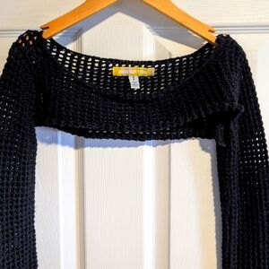 Urban Outfitters Black Open-Knit Cropped Sweater Shrug
